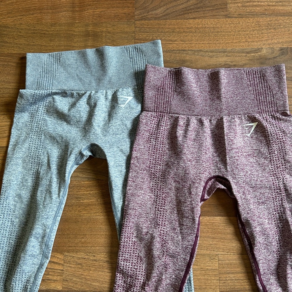 Gymshark Gray and Purple Leggings (quantity 2)